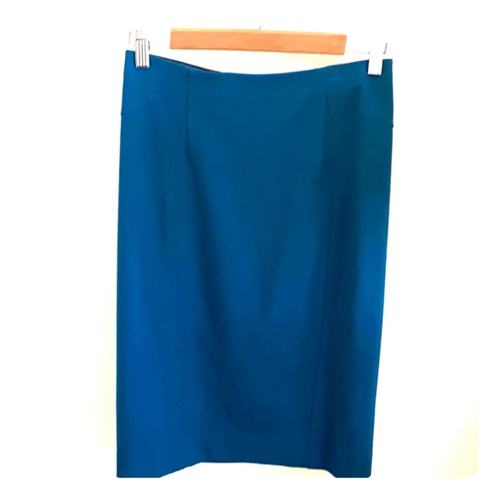 Anne Taylor peacock teal stretch pencil skirt  0